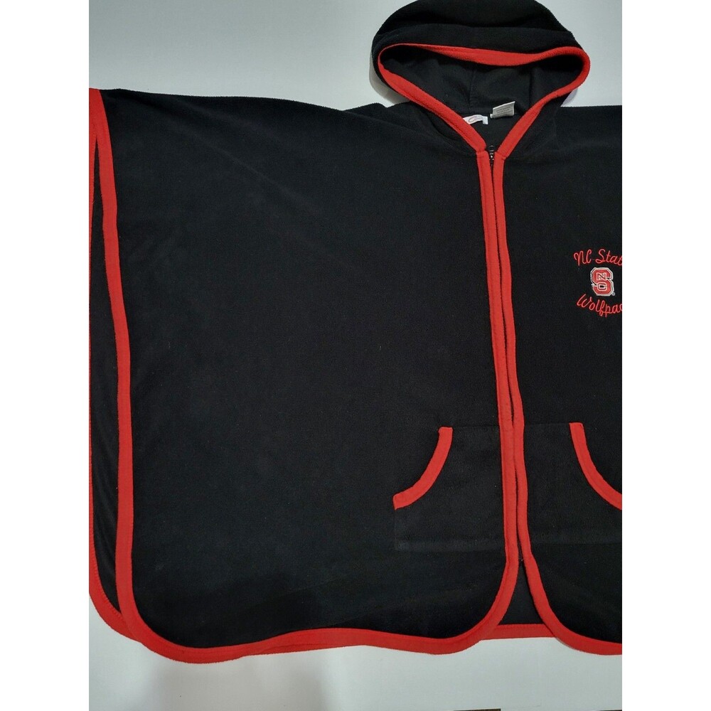 (#C) nc state wolfpack Full Zip Hooded Poncho Women's OSFA BLACK/RED